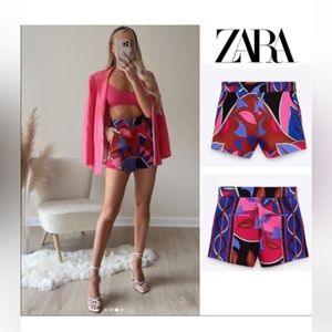 NWOT Zara Abstract Print Boho Shorts Womens Large